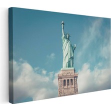 Tablofest Yatay Kanvas Tablo New York Özgürlük Anıtı Şehir Mimari Tablo Ev Ofis Duvar Dekoru