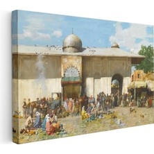 Tablofest Yatay Kanvas Tablo Osmanlı Sahil Yerleşimi Sahnesi Osmanlı Tablosu Ev Ofis Duvar Dekoru