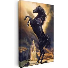 Tablofest Dikey Kanvas Tablo Görkemli Duruş At Tablosu Ev Ofis Duvar Dekoru