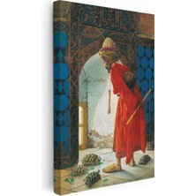 Tablofest Dikey Kanvas Tablo Kaplumbağa Terbiyecisi Eseri Osmanlı Tablosu Ev Ofis Duvar Dekoru