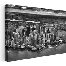 Tablofest Yatay Kanvas Tablo New York Yarımadası Gökdelenler Şehir Mimari Tablo Ev Ofis Duvar Dekoru