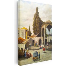 Tablofest Dikey Kanvas Tablo Tarihi Meydan ve Çeşme Osmanlı Tablosu Ev Ofis Duvar Dekoru