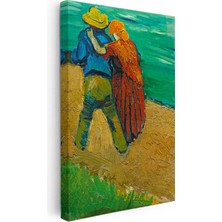 Tablofest Dikey Kanvas Tablo Vincent Van Gogh Kucaklaşan Çift Deniz Kenarı Ressam Tablosu Ev Ofis Dekoru