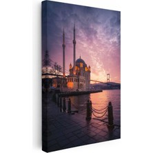 Tablofest Dikey Kanvas Tablo Ortaköy Camii ve Boğaz Köprüsü Şehir Mimari Tablo Ev Ofis Duvar Dekoru