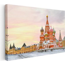 Tablofest Yatay Kanvas Tablo Moskova Aziz Basil Katedrali Şehir Mimari Tablo Ev Ofis Duvar Dekoru
