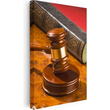 Tablofest Dikey Kanvas Tablo Hukuk Kitabı ve Yargıç Tokmağı Avukat Tablosu Ev Ofis Duvar Dekoru
