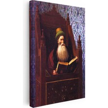Tablofest Dikey Kanvas Tablo Kitap Okuyan Sakallı Alim Osmanlı Tablosu Ev Ofis Duvar Dekoru