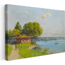 Tablofest Yatay Kanvas Tablo Osmanlı Sahil Köşkü Doğa ve Deniz Manzarası Ev Ofis Duvar Dekoru