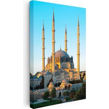 Tablofest Dikey Kanvas Tablo Sultanahmet Camii ve Mavi Gökyüzü Şehir Mimari Tablo Ev Ofis Duvar Dekoru