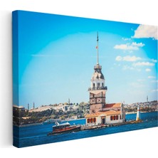 Tablofest Yatay Kanvas Tablo Istanbul Kız Kulesi ve Boğaz Şehir Mimari Tablo Ev Ofis Duvar Dekoru