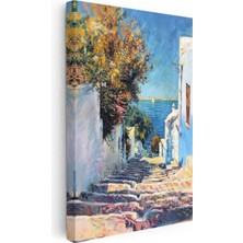 Tablofest Dikey Kanvas Tablo Denize Inen Merdivenli Sokak Şehir Mimari Tablo Ev Ofis Duvar Dekoru