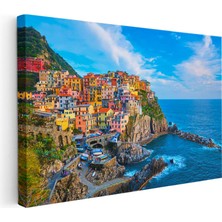 Tablofest Yatay Kanvas Tablo Italya Cinque Terre Sahil Kasabası Şehir Mimari Tablo Ev Ofis Duvar Dekoru
