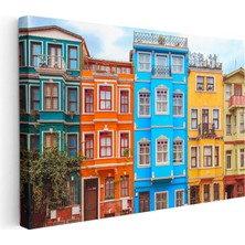 Tablofest Yatay Kanvas Tablo Istanbul Balat Evleri Şehir Mimari Tablo Ev Ofis Duvar Dekoru