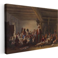 Tablofest Yatay Kanvas Tablo Osmanlı Medrese Eğitimi Sahnesi Osmanlı Tablosu Ev Ofis Duvar Dekoru