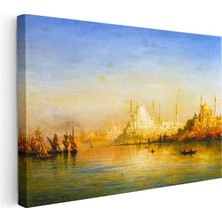 Tablofest Yatay Kanvas Tablo Istanbul Boğazı Tarihi Silüet Manzarası Osmanlı Tablosu Ev Ofis Duvar Dekoru