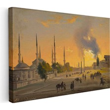 Tablofest Yatay Kanvas Tablo Istanbul Tarihi Meydan Gün Batımı Silüeti Ev Ofis Duvar Dekoru