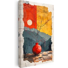 Tablofest Dikey Kanvas Tablo Modern Vazo ve Dal Modern Sanat Tablosu Ev Ofis Duvar Dekoru