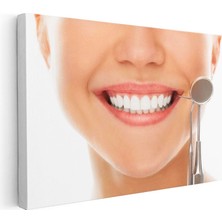 Tablofest Yatay Kanvas Tablo Diş Aynası Ile Gülüş Kontrolü Diş Hekimi Tablosu Ev Ofis Duvar Dekoru