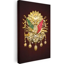 Tablofest Dikey Kanvas Tablo Altın Görünümlü Devlet-I Aliyye Arması Osmanlı Tablosu Ev Ofis Duvar Dekoru