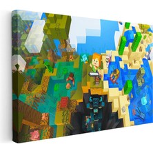 Tablofest Yatay Kanvas Tablo Çoklu Biyom Maceraları Minecraft Tablosu Ev Ofis Salon Duvar Dekoru