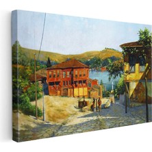 Tablofest Yatay Kanvas Tablo Osmanlı Mahalle Yaşamı Sahnesi Osmanlı Tablosu Ev Ofis Duvar Dekoru