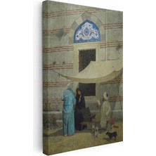 Tablofest Dikey Kanvas Tablo Cami Duvarı Önünde Arzuhalci Osmanlı Tablosu Ev Ofis Duvar Dekoru