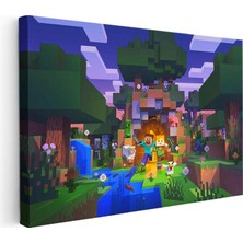 Minecraft - Gece Kampı Kanvas Tablo