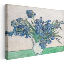Tablofest Yatay Kanvas Tablo Van Gogh Beyaz Vazoda Mavi Irisler Ressam Tablosu Ev Ofis Duvar Dekoru