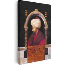 Tablofest Dikey Kanvas Tablo Fatih Sultan Mehmed Kemerli Kompozisyon Osmanlı Tablosu Ev Ofis Duvar Dekoru