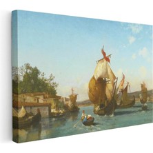 Tablofest Yatay Kanvas Tablo Osmanlı Yelkenli Tekneler Kıyı Sahnesi Ev Ofis Duvar Dekoru