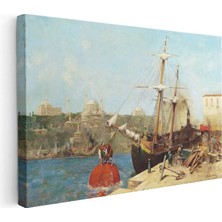 Tablofest Yatay Kanvas Tablo Osmanlı Liman Sahnesi Osmanlı Tablosu Ev Ofis Duvar Dekoru