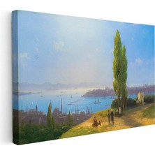 Tablofest Yatay Kanvas Tablo Istanbul Tepeden Şehir ve Boğaz Manzarası Ev Ofis Duvar Dekoru