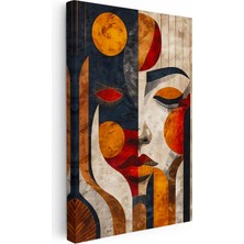 Tablofest Dikey Kanvas Tablo Geometrik Yüz Kompozisyonu Modern Sanat Tablosu Ev Ofis Duvar Dekoru