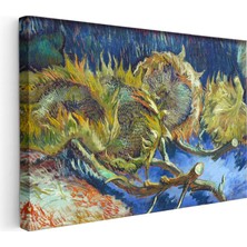 Tablofest Yatay Kanvas Tablo Vincent Van Gogh Kurumuş Ayçiçekleri Mavi Zemin Ressam Tablosu Ev Ofis Dekoru