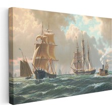 Tablofest Yatay Kanvas Tablo John Stobart Denizde Yelkenliler Buharlı Ressam Tablosu Ev Ofis Duvar Dekoru