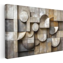 Tablofest Yatay Kanvas Tablo Geometrik Bloklar ve Eğriler Modern Soyut Tablosu Ev Ofis Duvar Dekoru