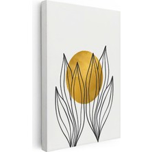 Tablofest Dikey Kanvas Tablo Lale Formu ve Daire Minimalist Tablo Ev Ofis Duvar Dekoru