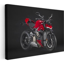 Tablofest Yatay Kanvas Tablo Ducati Streetfighter V4 Kırmızı Naked Motosiklet Tablosu Ev Ofis Duvar Dekoru