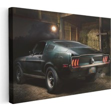 Tablofest Yatay Kanvas Tablo 1968 Mustang Bullitt Nostaljik Garaj Ford Mustang Tablosu Ev Ofis Duvar Dekoru