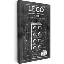 Tablofest Dikey Kanvas Tablo Dört Katlı LEGO Blok Patent Çizimi Oyun Vintage Tablo Ev Ofis Duvar Dekoru