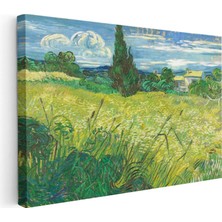 Tablofest Yatay Kanvas Tablo Van Gogh Selvi Ağacı ve Çayır Ressam Tablosu Ev Ofis Duvar Dekoru