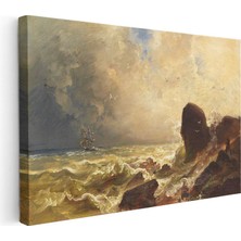 Tablofest Yatay Kanvas Tablo William Trost Richards Fırtınalı Deniz Ressam Tablosu Ev Ofis Duvar Dekoru