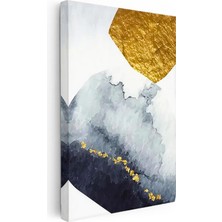 Tablofest Dikey Kanvas Tablo Geometrik Altın Blok Soyut Tablo Ev Ofis Duvar Dekoru