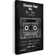 Tablofest Dikey Kanvas Tablo Kaset Patent Çizimi Sade Vintage Tablo Ev Ofis Duvar Dekoru