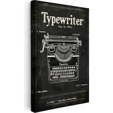 Tablofest Dikey Kanvas Tablo Daktilo Makinesi Patent Çizimi Klasik Vintage Tablo Ev Ofis Duvar Dekoru