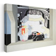 Tablofest Yatay Kanvas Tablo Agalarla Gece Kampı Minecraft Tablosu Ev Ofis Salon Duvar Dekoru