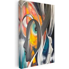 Tablofest Dikey Kanvas Tablo Renkli Girdap Yüz Profili Modern Soyut Tablo Ev Ofis Duvar Dekoru