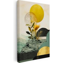 Tablofest Dikey Kanvas Tablo Gökyüzü ve Bitki Formu Modern Soyut Tablo Ev Ofis Duvar Dekoru