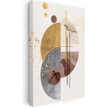 Tablofest Dikey Kanvas Tablo Altın Halkalı Geometri Modern Soyut Tablo Ev Ofis Duvar Dekoru