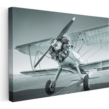 Tablofest Yatay Kanvas Tablo Antika Çift Kanatlı Uçak Radyal Motor Uçak Tablosu Ev Ofis Duvar Dekoru